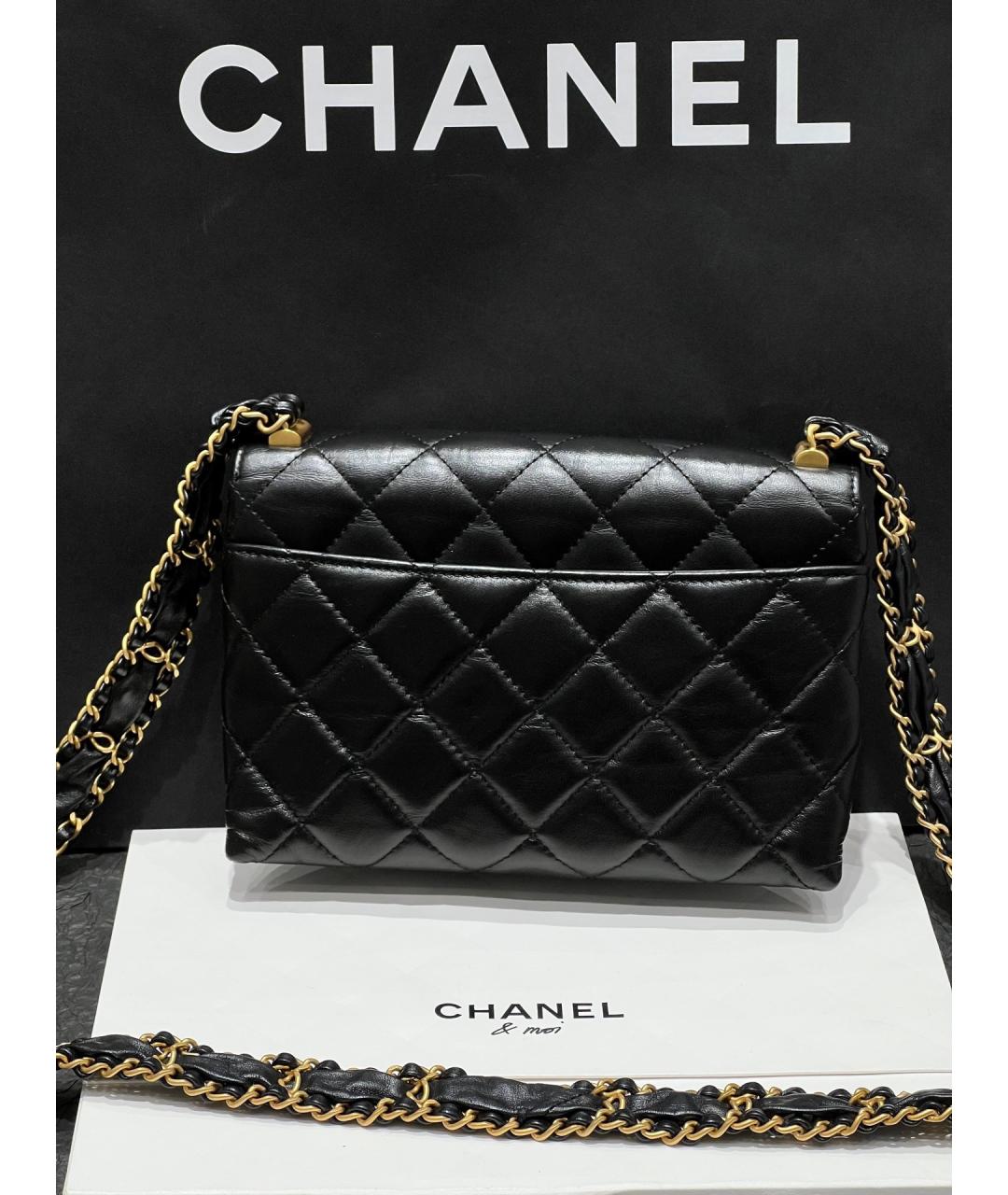 CHANEL Черная кожаная сумка через плечо, фото 2