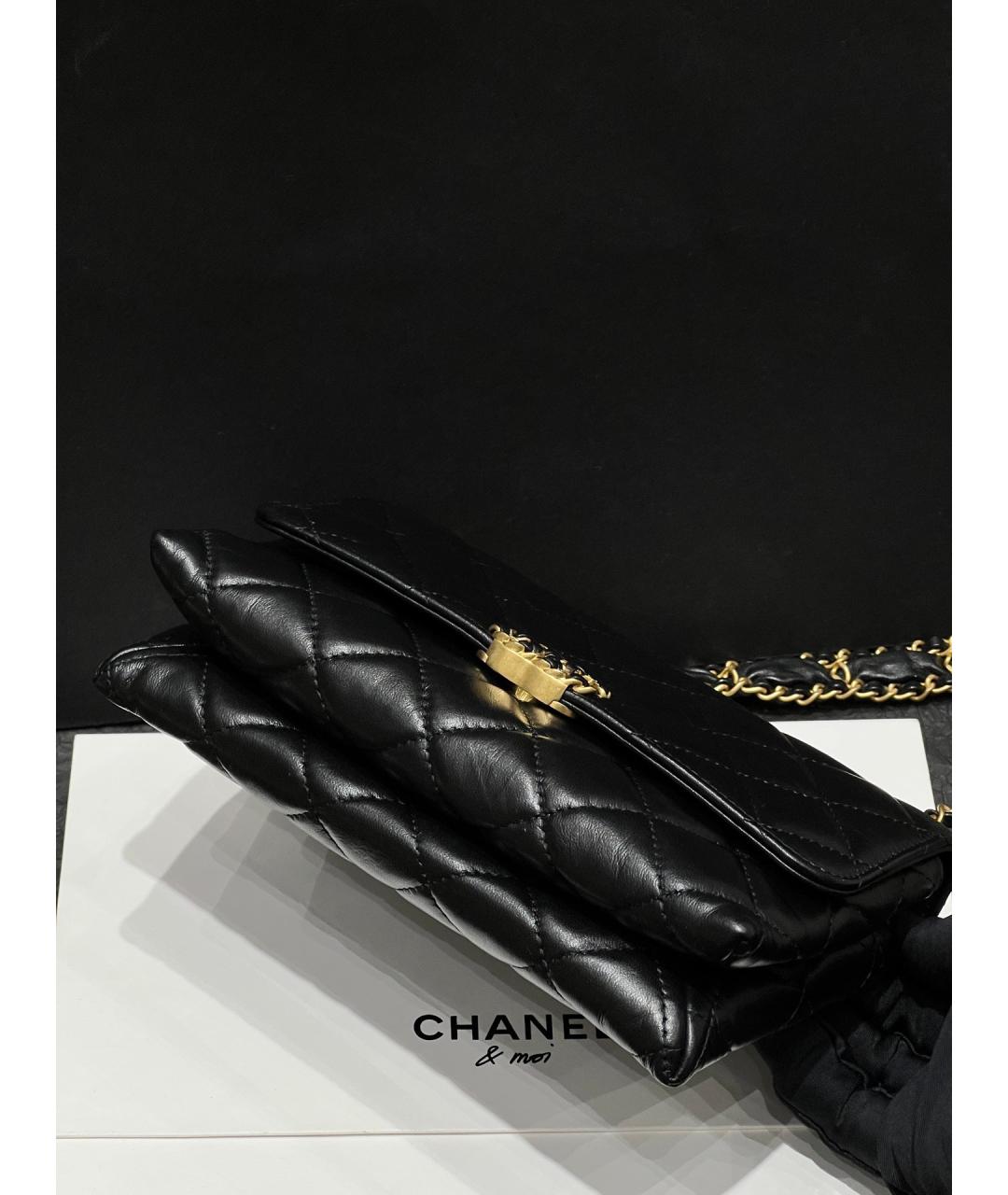 CHANEL Черная кожаная сумка через плечо, фото 5