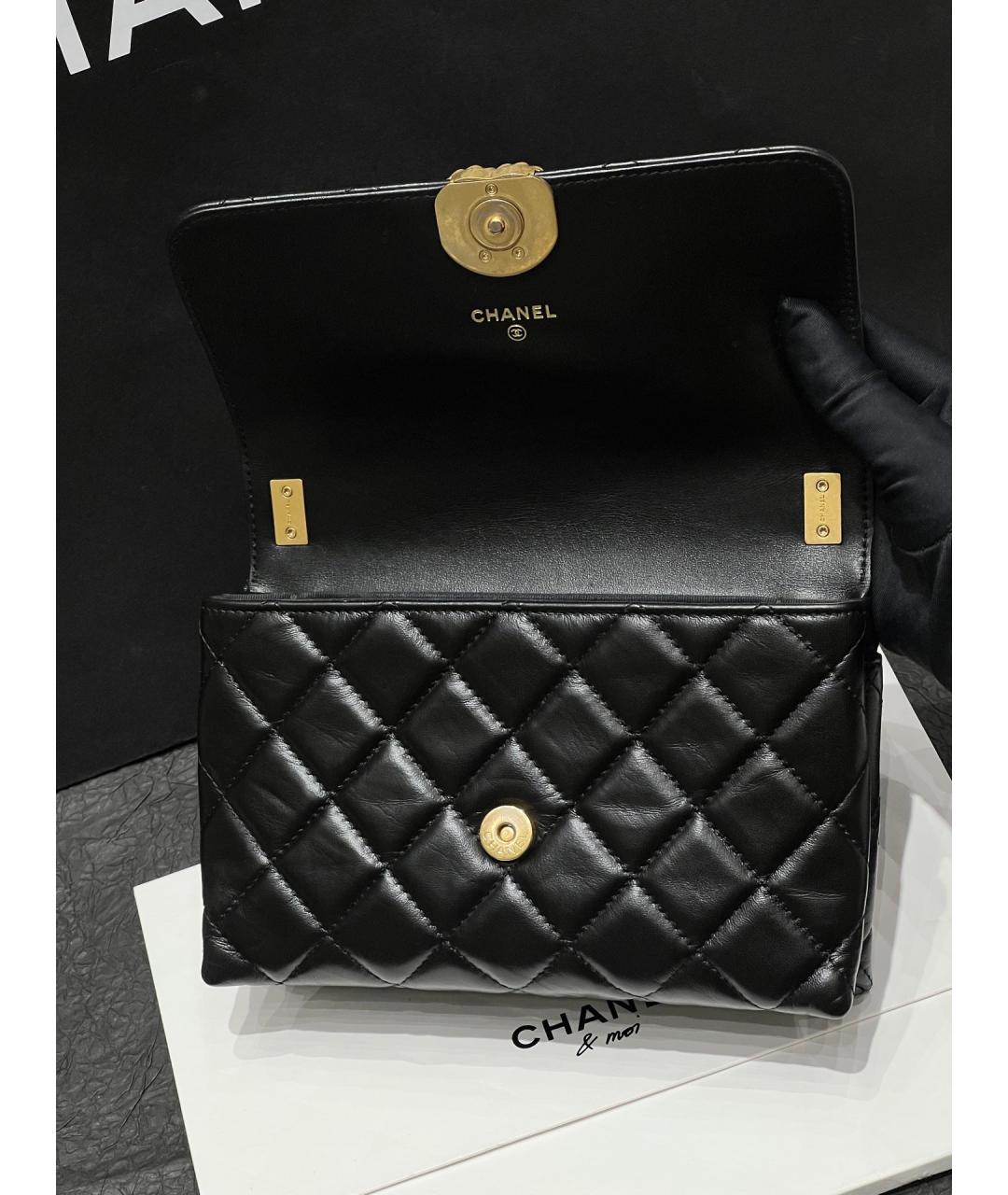 CHANEL Черная кожаная сумка через плечо, фото 6