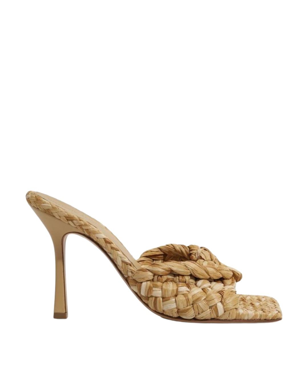 BOTTEGA VENETA Бежевые кожаные мюли, фото 1