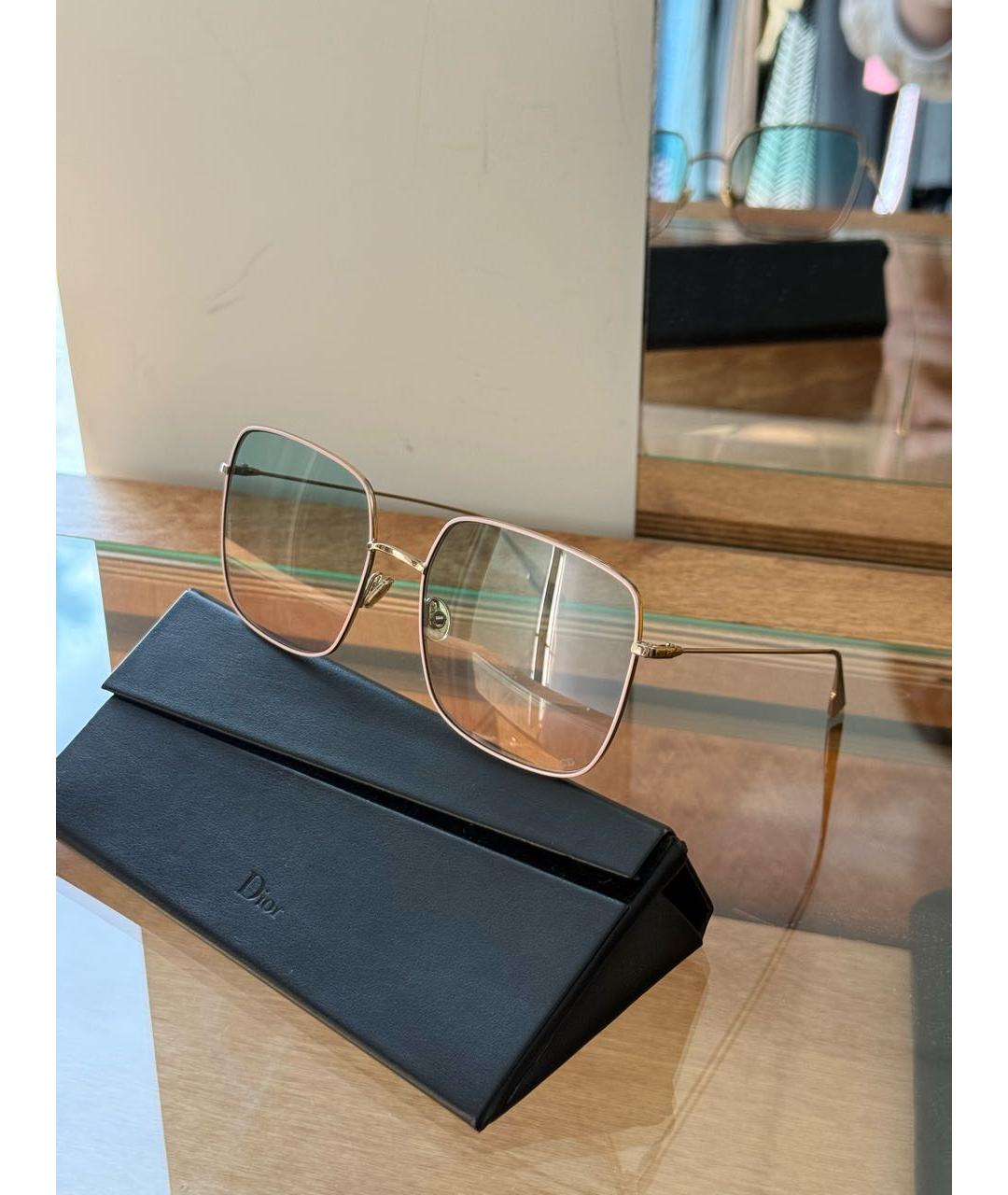 CHRISTIAN DIOR Золотые металлические солнцезащитные очки, фото 2