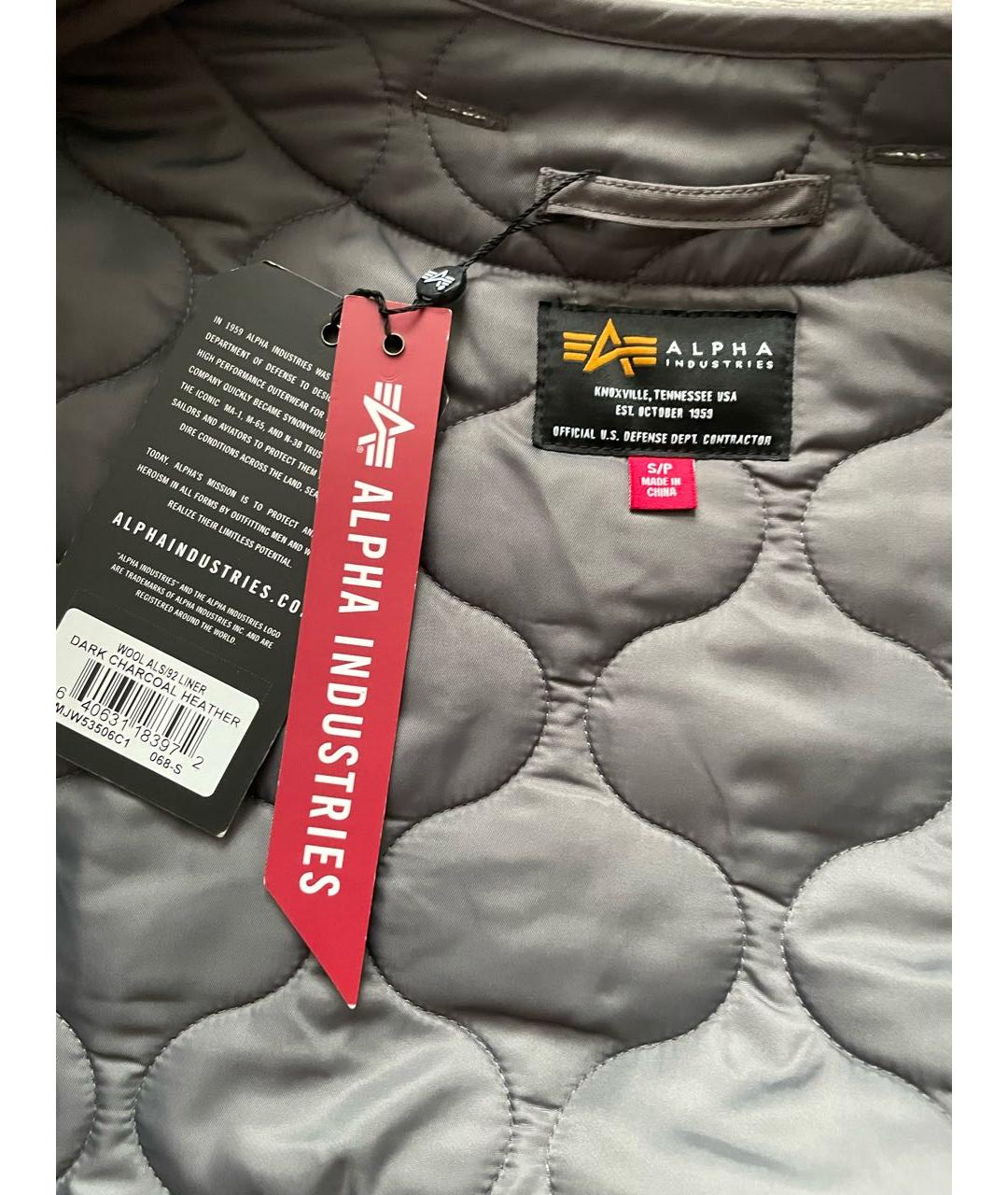 ALPHA INDUSTRIES Антрацитовая шерстяная куртка, фото 3