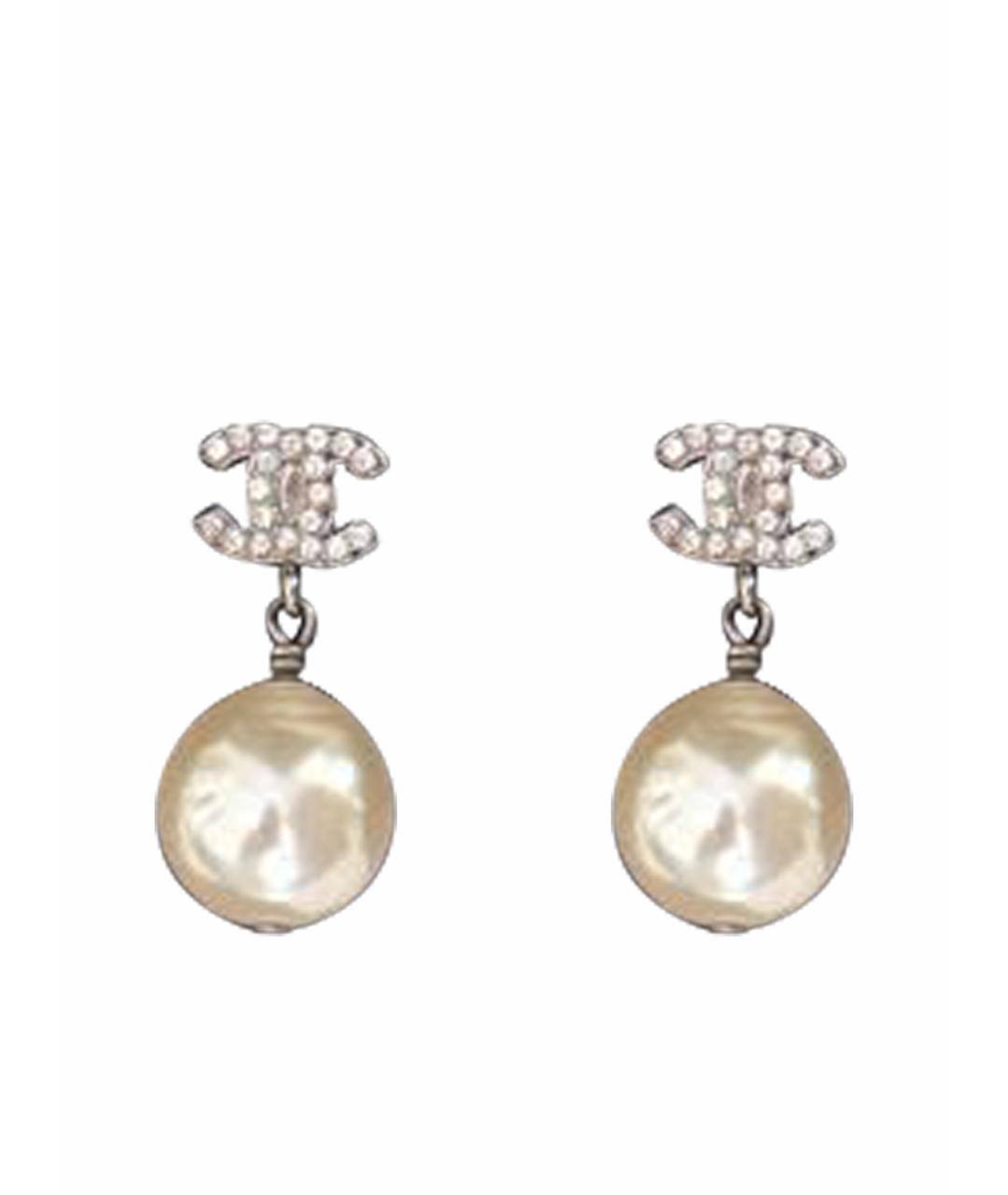 CHANEL Белые серьги, фото 1