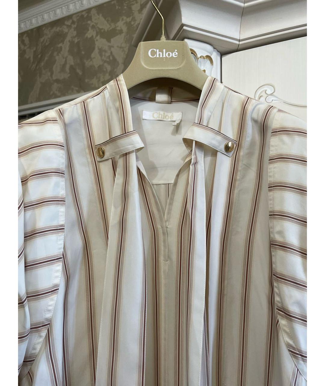 CHLOE Бежевое хлопковое повседневное платье, фото 4