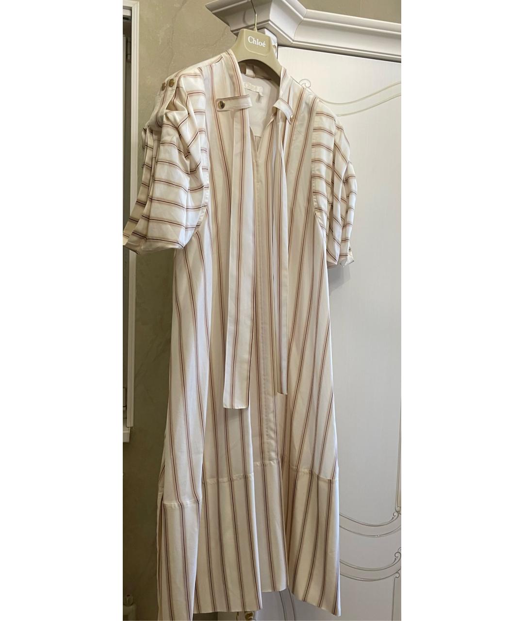 CHLOE Бежевое хлопковое повседневное платье, фото 5