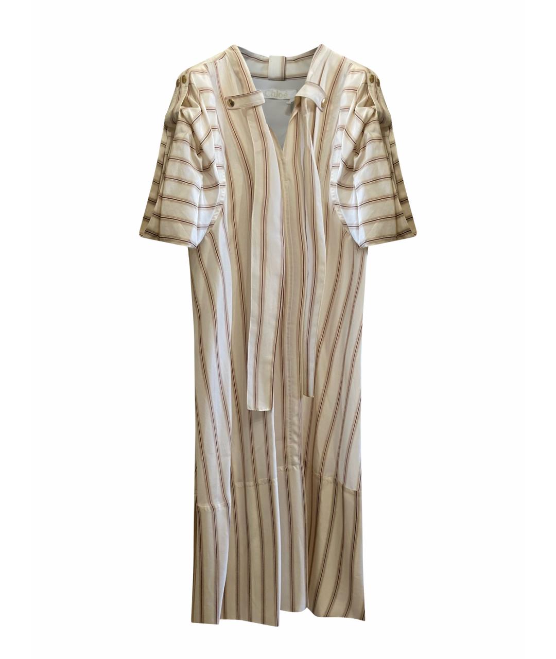 CHLOE Бежевое хлопковое повседневное платье, фото 1