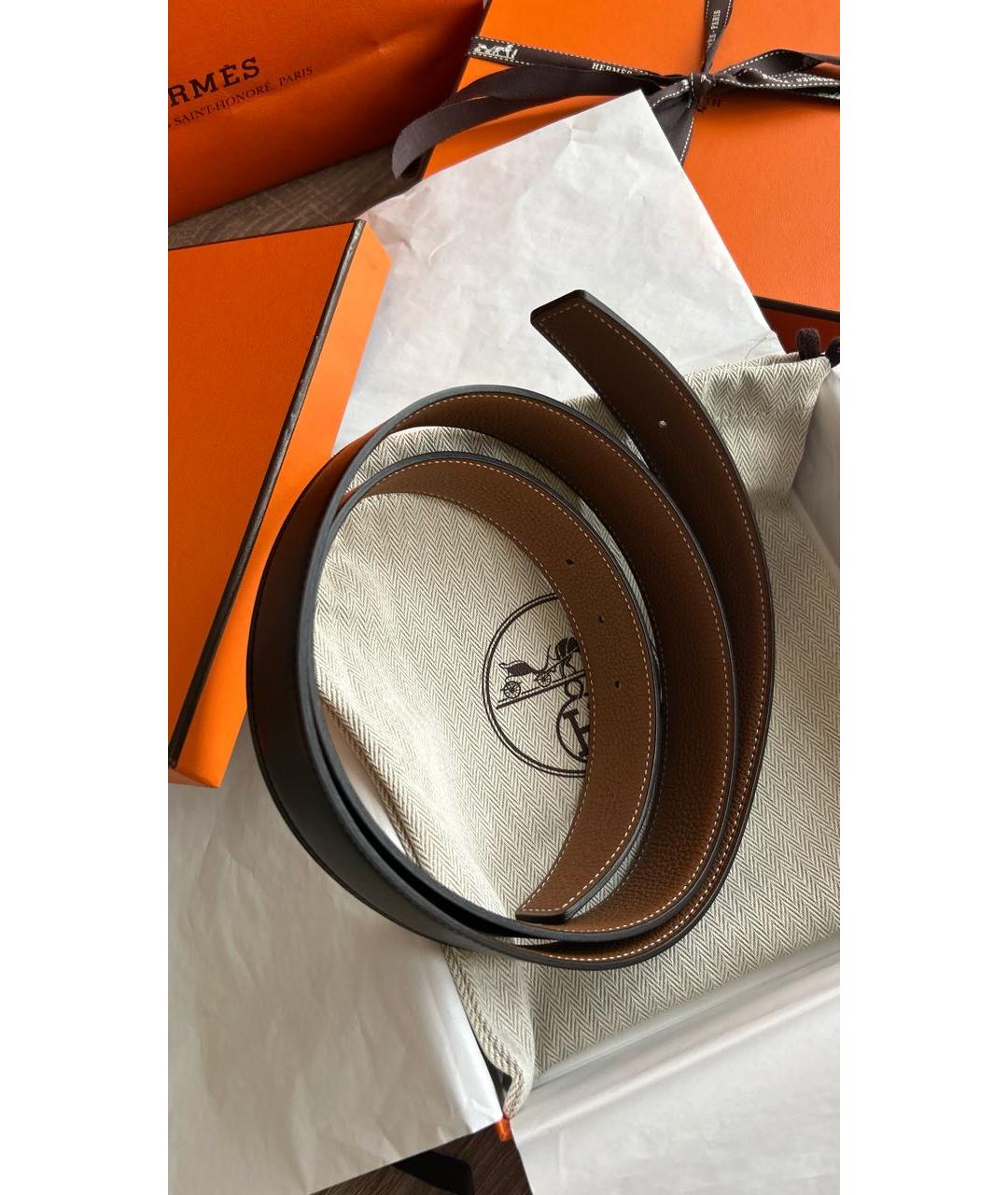 HERMES Коричневый кожаный ремень, фото 3