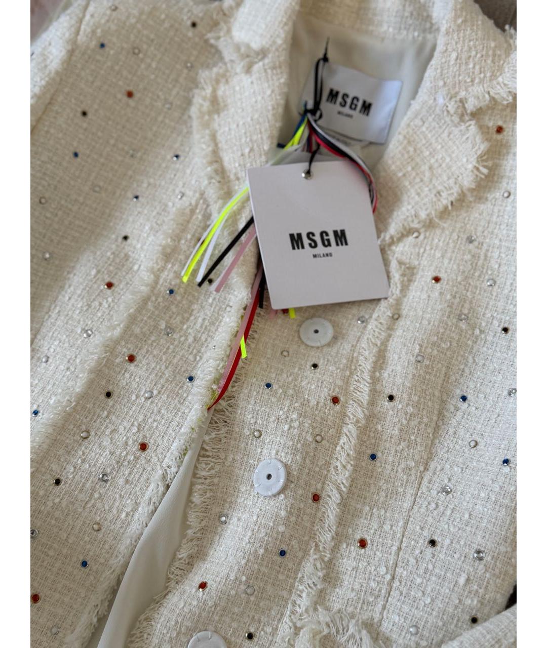 MSGM Белый хлопковый жакет/пиджак, фото 3