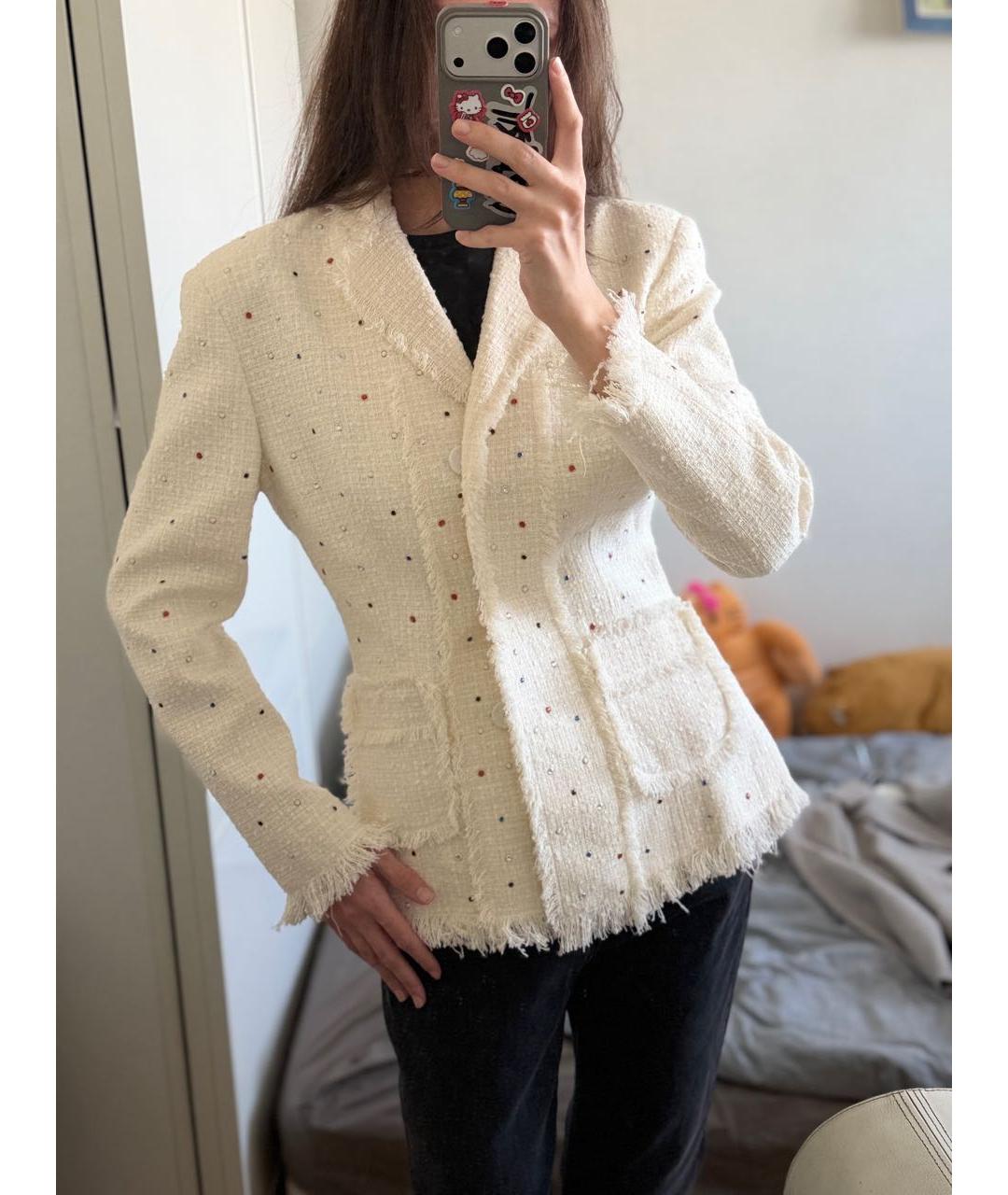 MSGM Белый хлопковый жакет/пиджак, фото 9