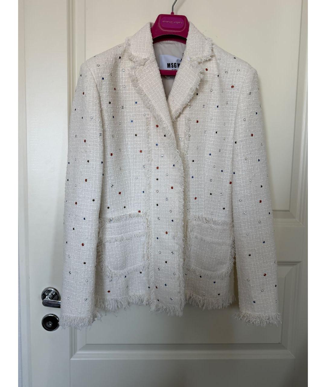 MSGM Белый хлопковый жакет/пиджак, фото 5