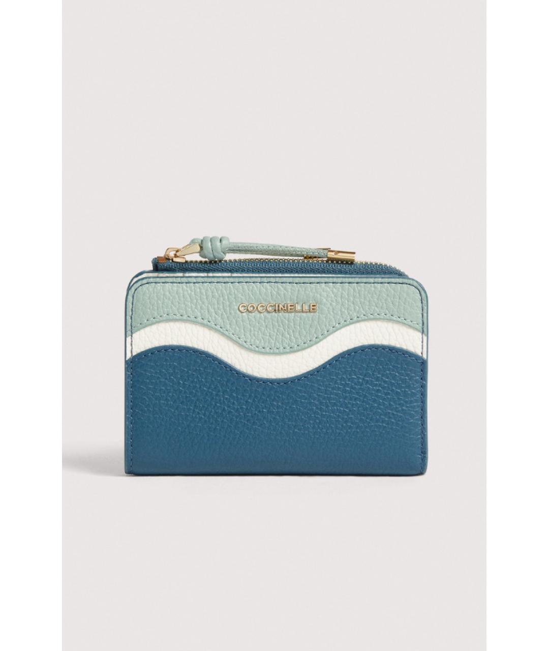 COCCINELLE Бирюзовый кожаный кошелек, фото 3