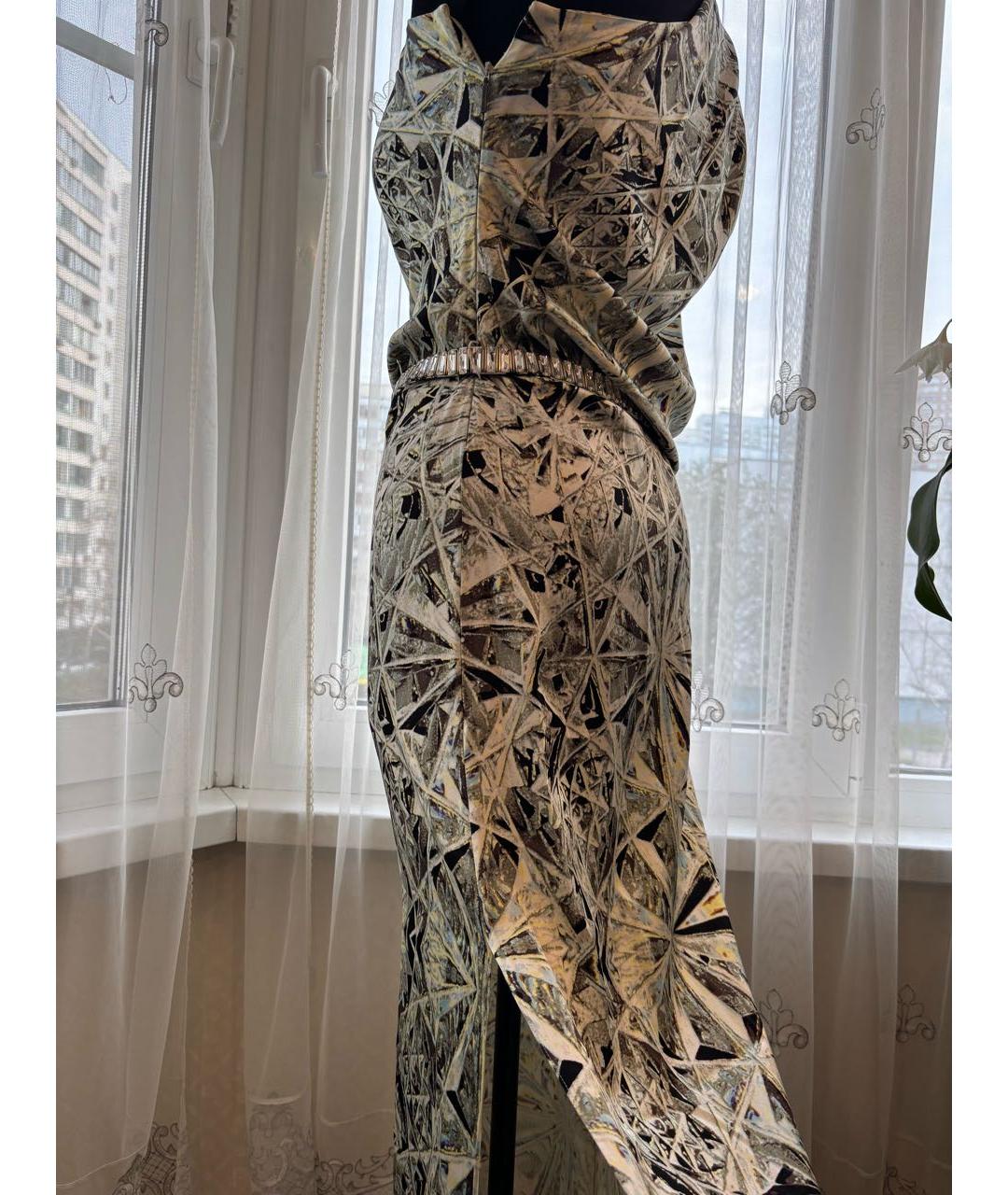 ROBERTO CAVALLI Мульти шелковое вечернее платье, фото 7