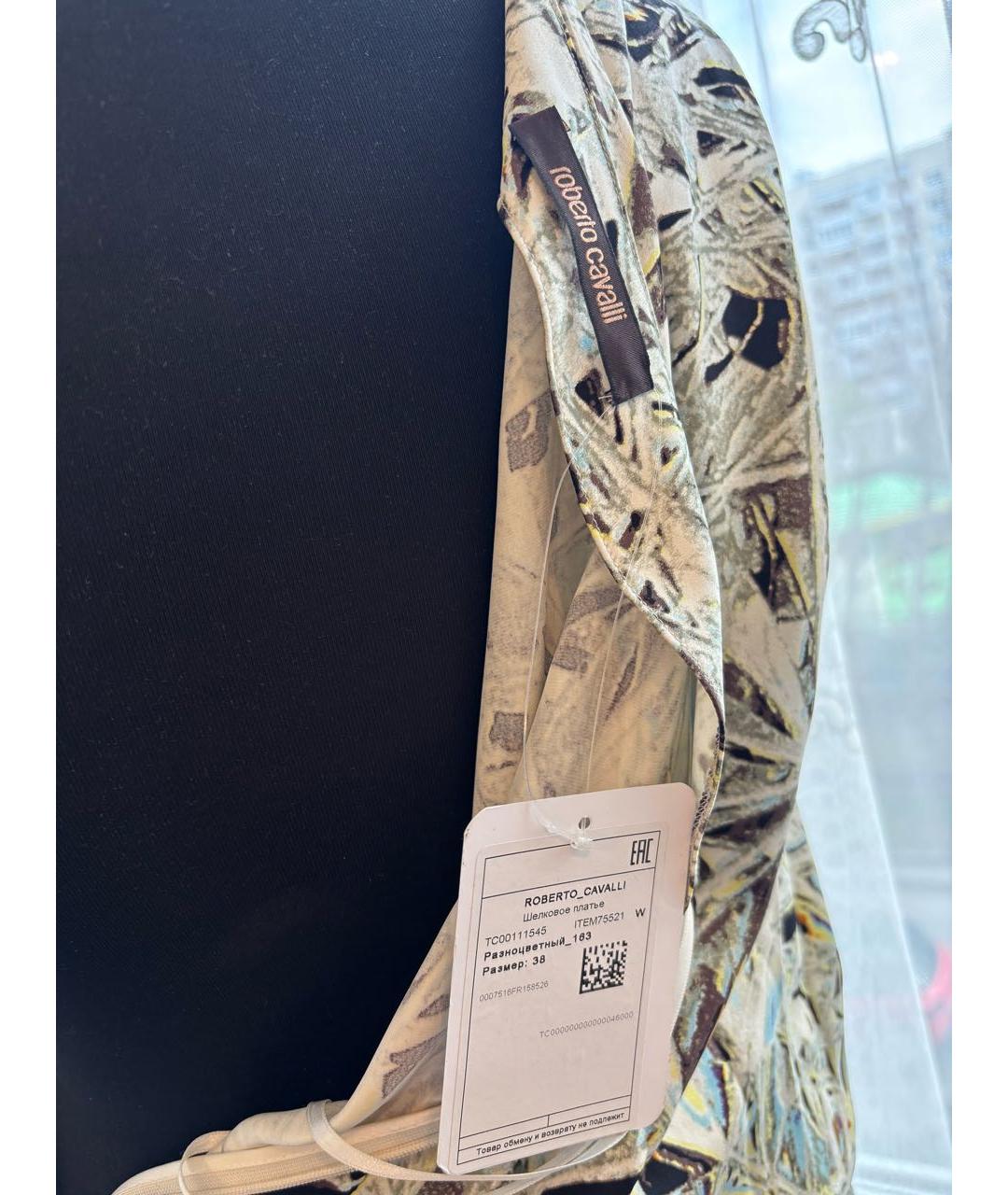 ROBERTO CAVALLI Мульти шелковое вечернее платье, фото 6