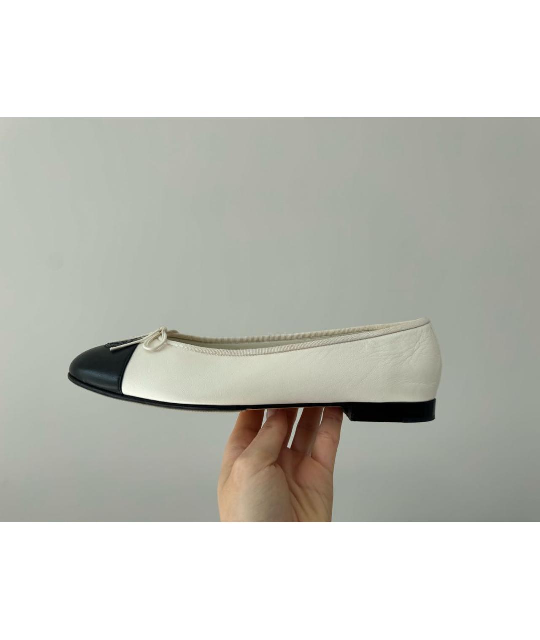 CHANEL Белые кожаные балетки, фото 8