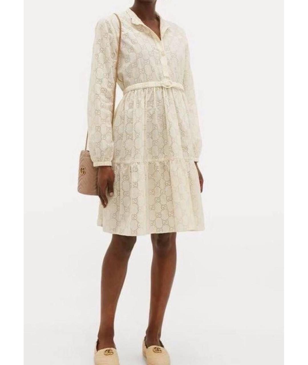 GUCCI Бежевое хлопковое повседневное платье, фото 3