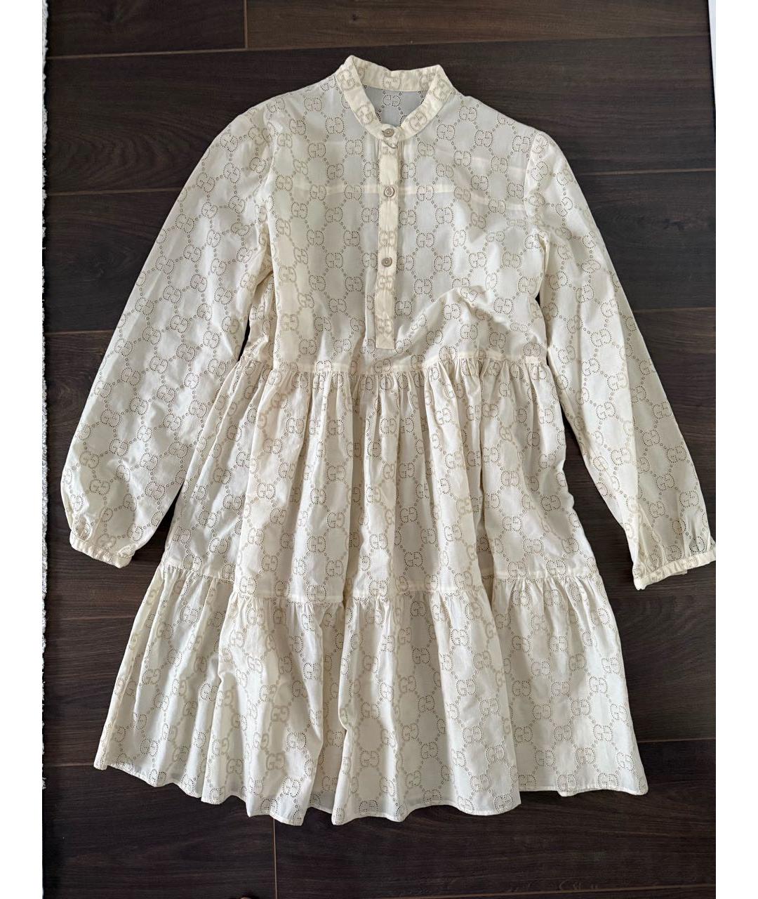 GUCCI Бежевое хлопковое повседневное платье, фото 5