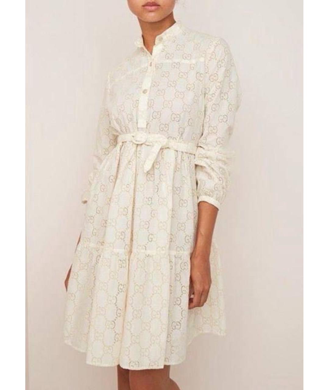 GUCCI Бежевое хлопковое повседневное платье, фото 2