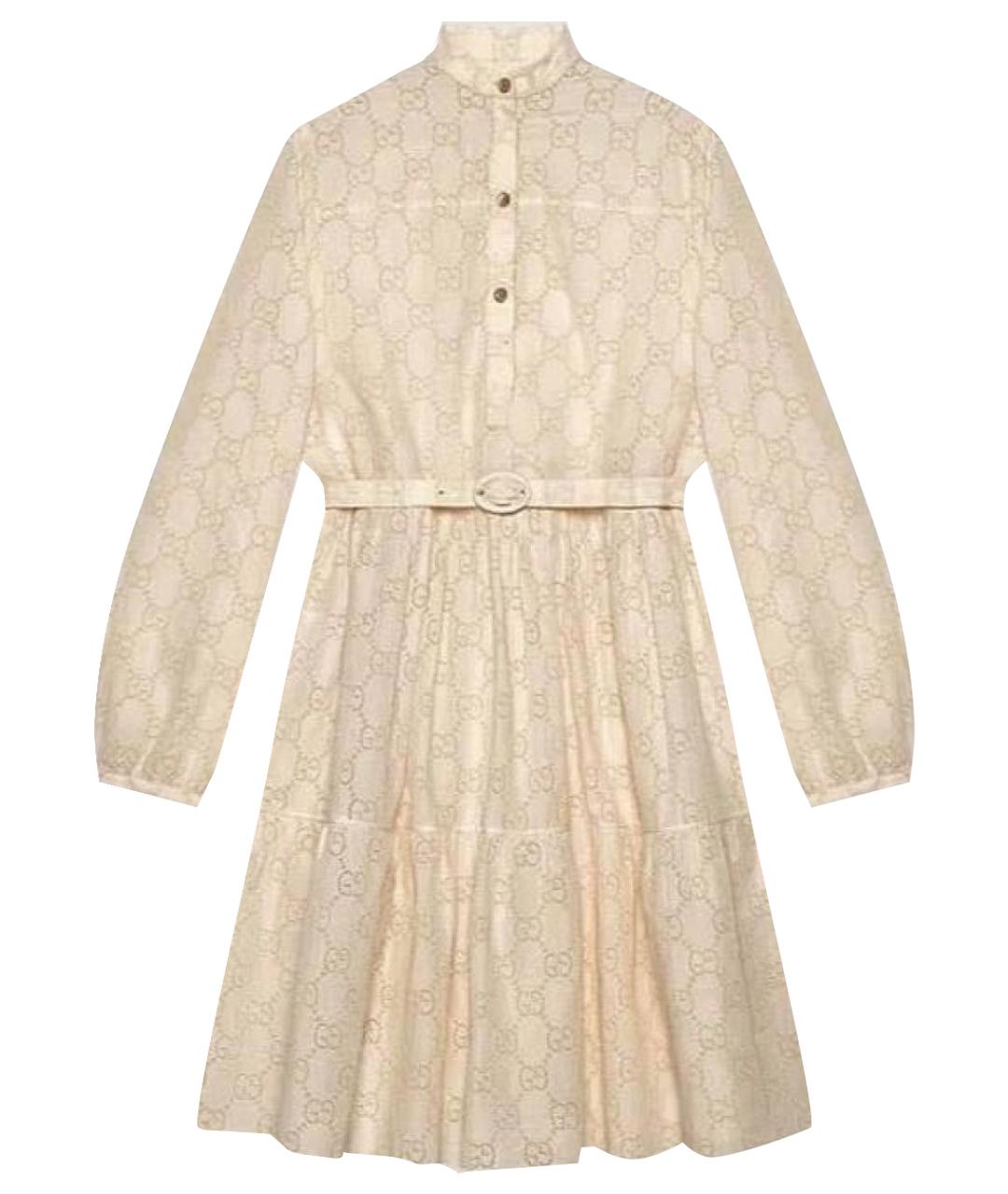 GUCCI Бежевое хлопковое повседневное платье, фото 1