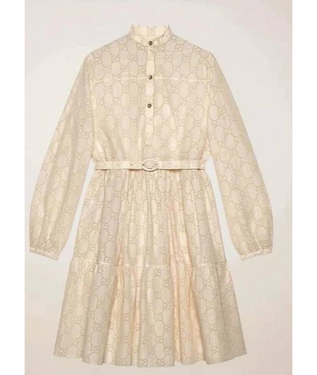 GUCCI Бежевое хлопковое повседневное платье, фото 6