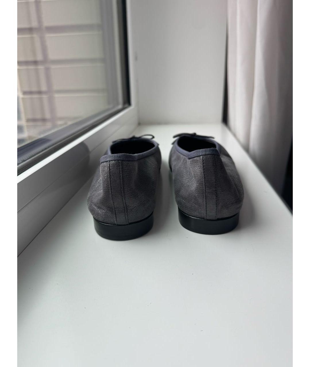 CHANEL Темно-синие кожаные балетки, фото 4