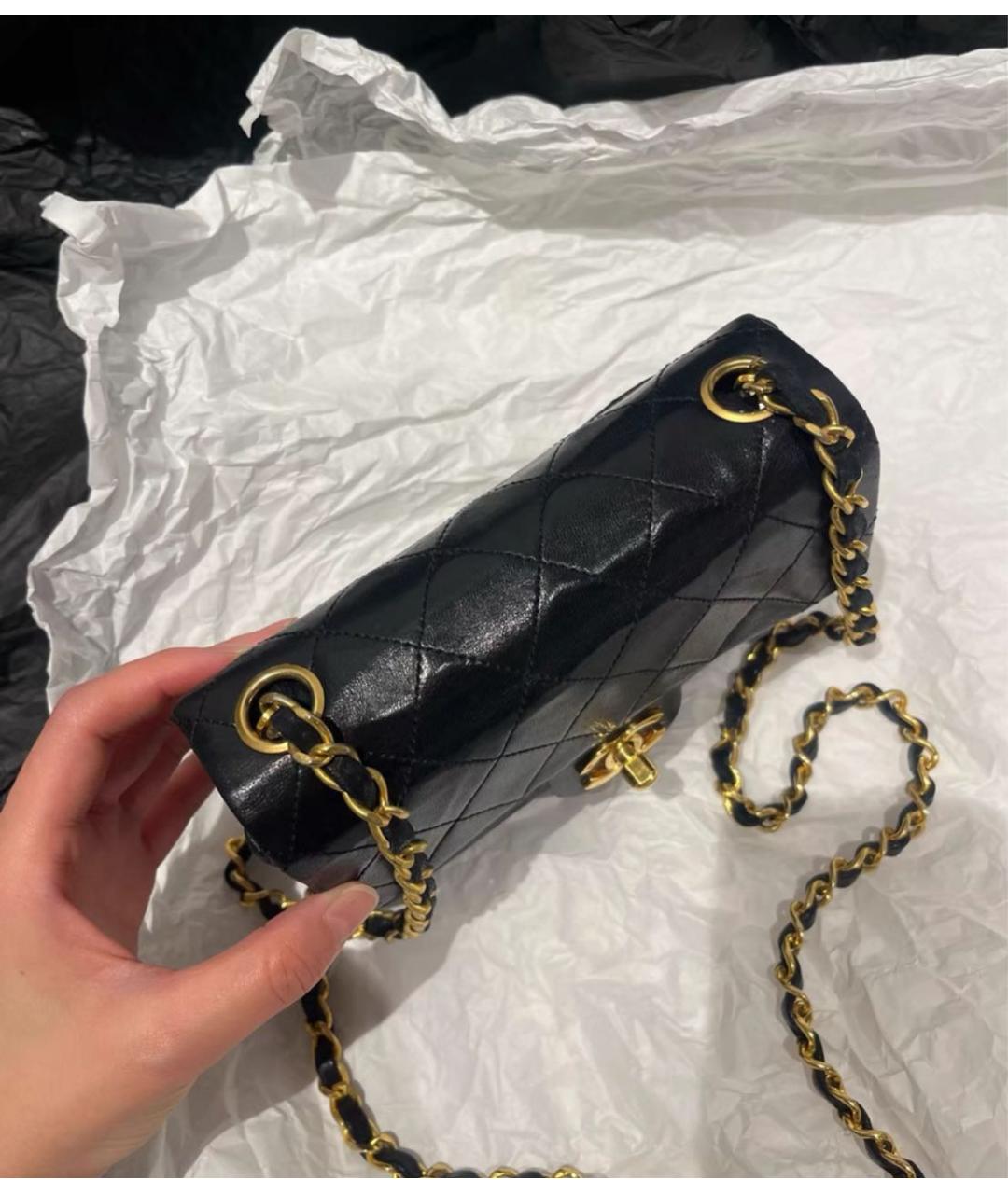 CHANEL Черная кожаная сумка через плечо, фото 6