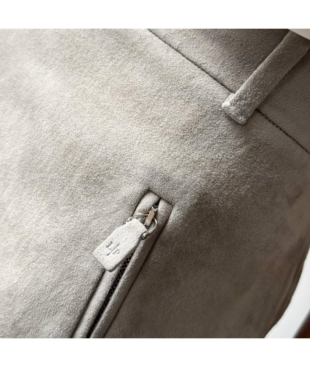 LORO PIANA Серая замшевая юбка миди, фото 3
