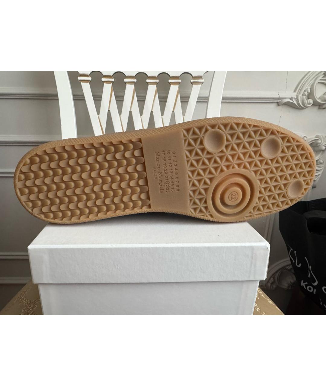 MAISON MARGIELA Темно-синие кожаные низкие кроссовки / кеды, фото 5