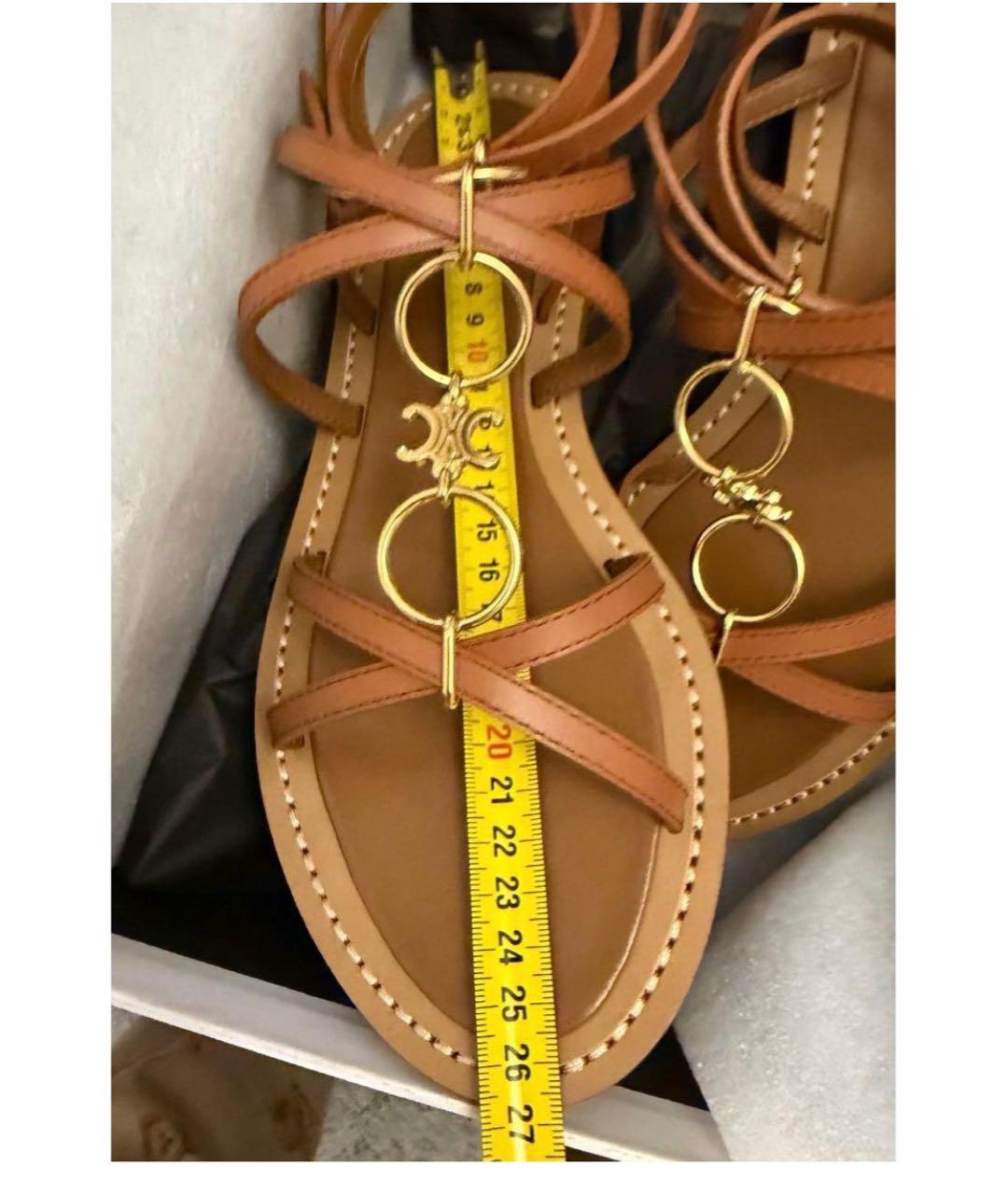 CELINE Коричневые кожаные сандалии, фото 6