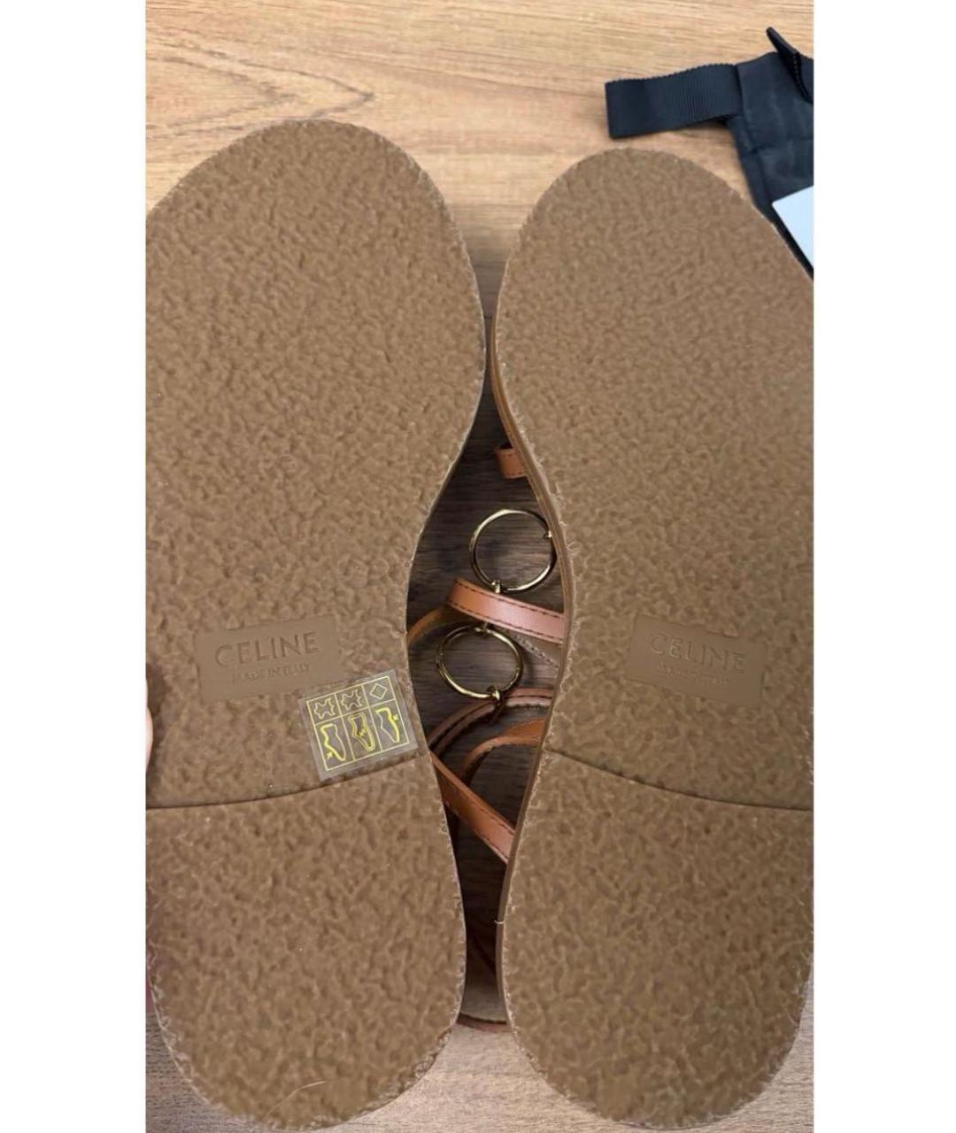 CELINE Коричневые кожаные сандалии, фото 7