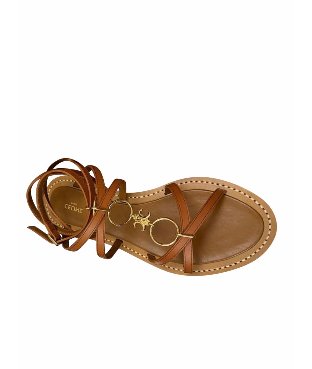 CELINE Коричневые кожаные сандалии, фото 1