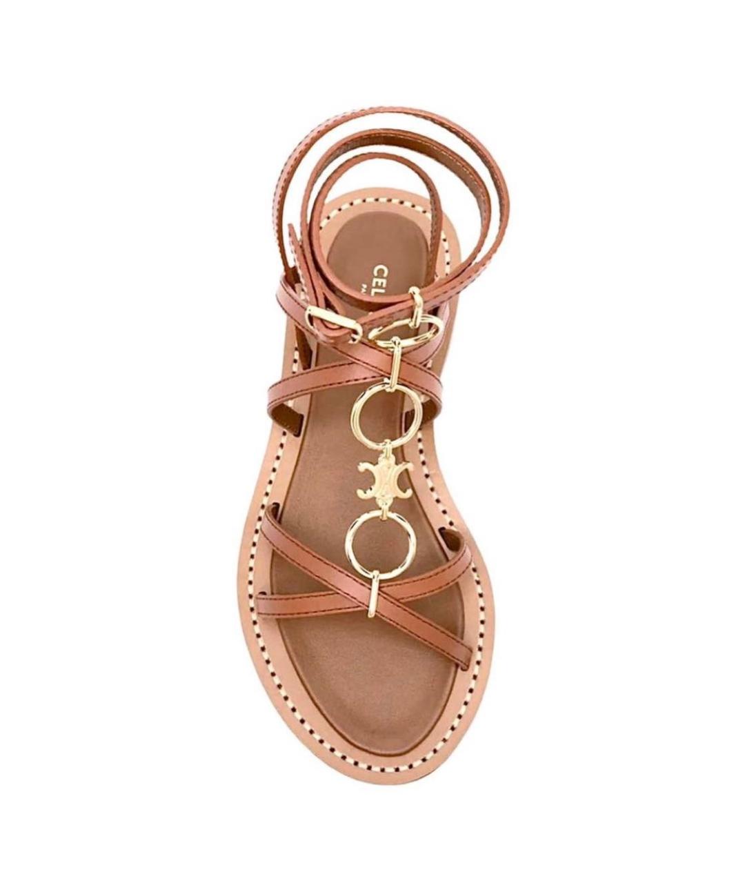 CELINE Коричневые кожаные сандалии, фото 2