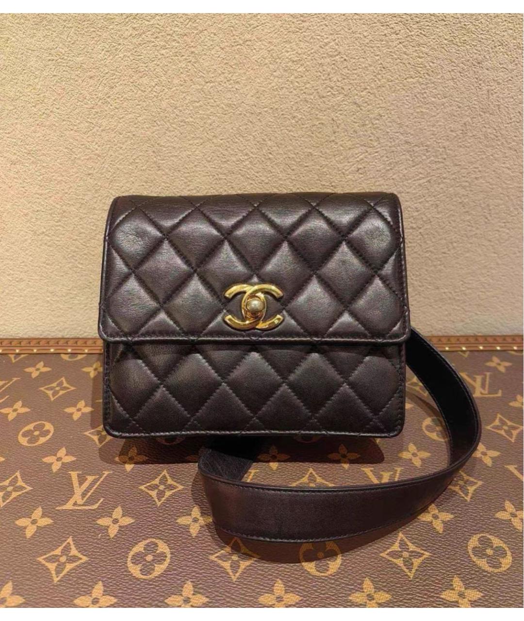 CHANEL Черная кожаная поясная сумка, фото 2