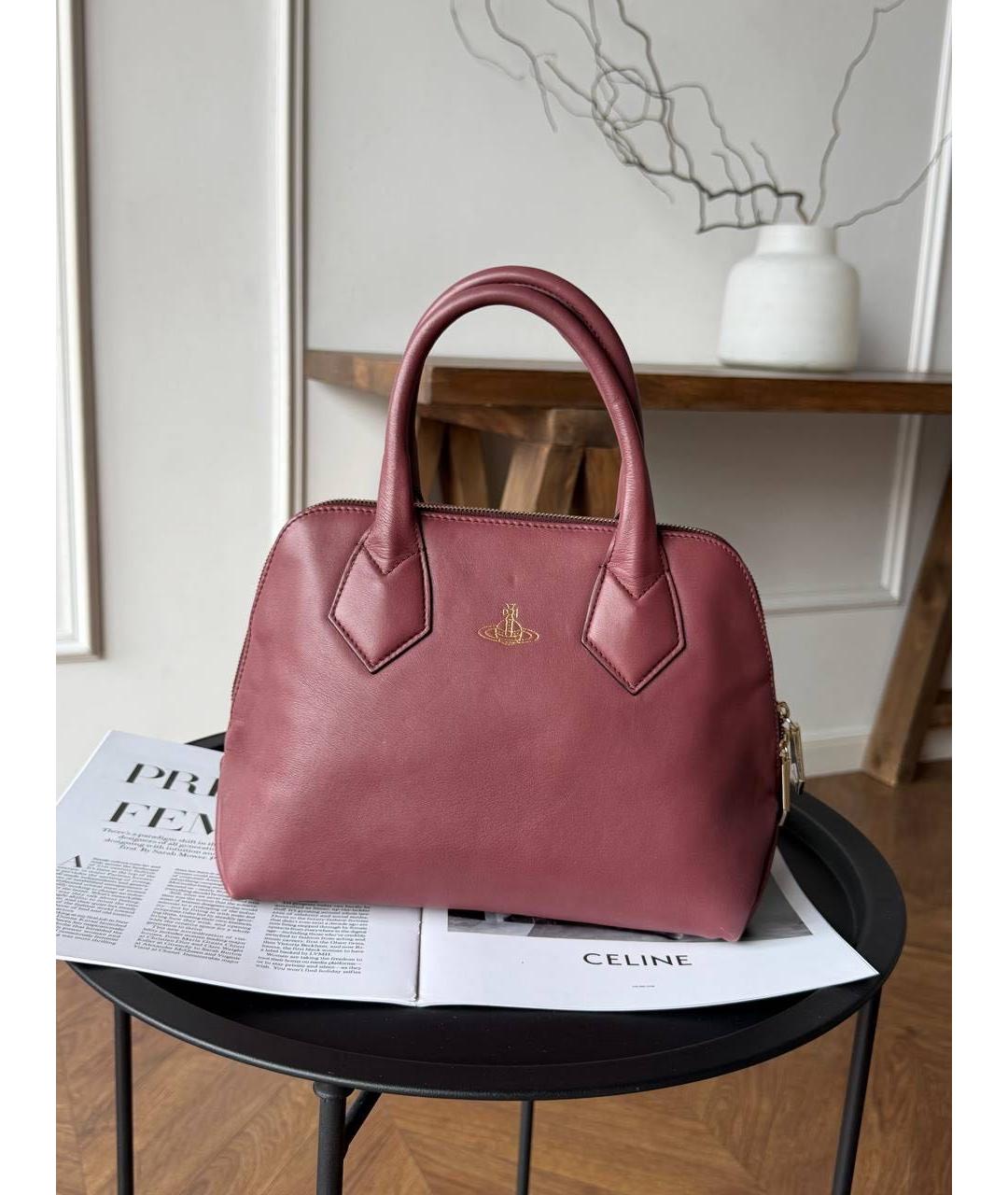 VIVIENNE WESTWOOD Бордовая кожаная сумка с короткими ручками, фото 4