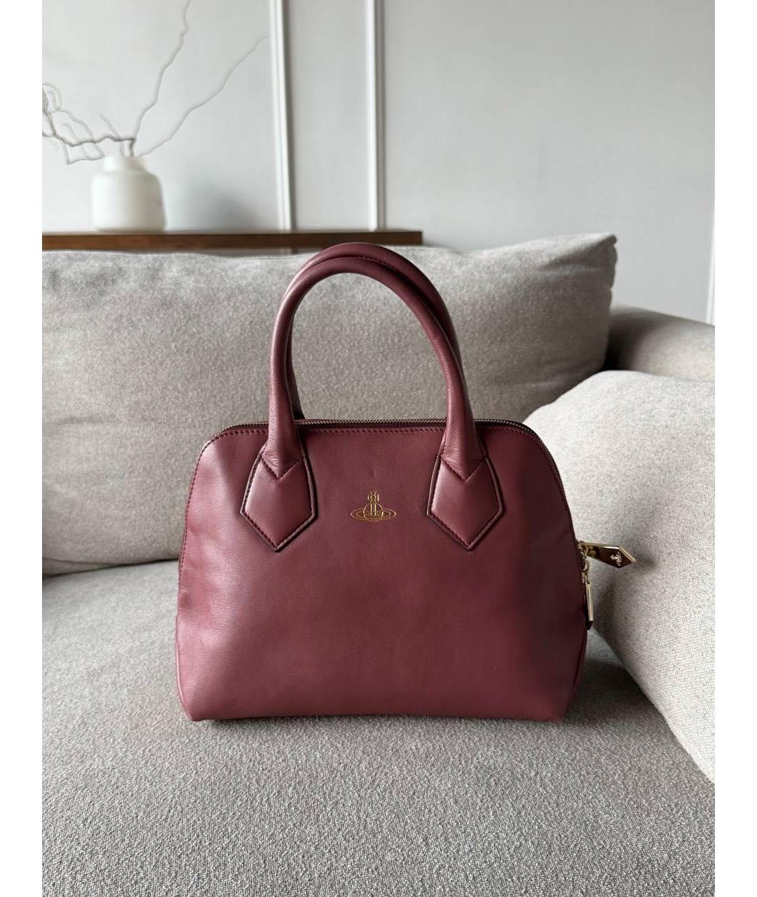 VIVIENNE WESTWOOD Бордовая кожаная сумка с короткими ручками, фото 9