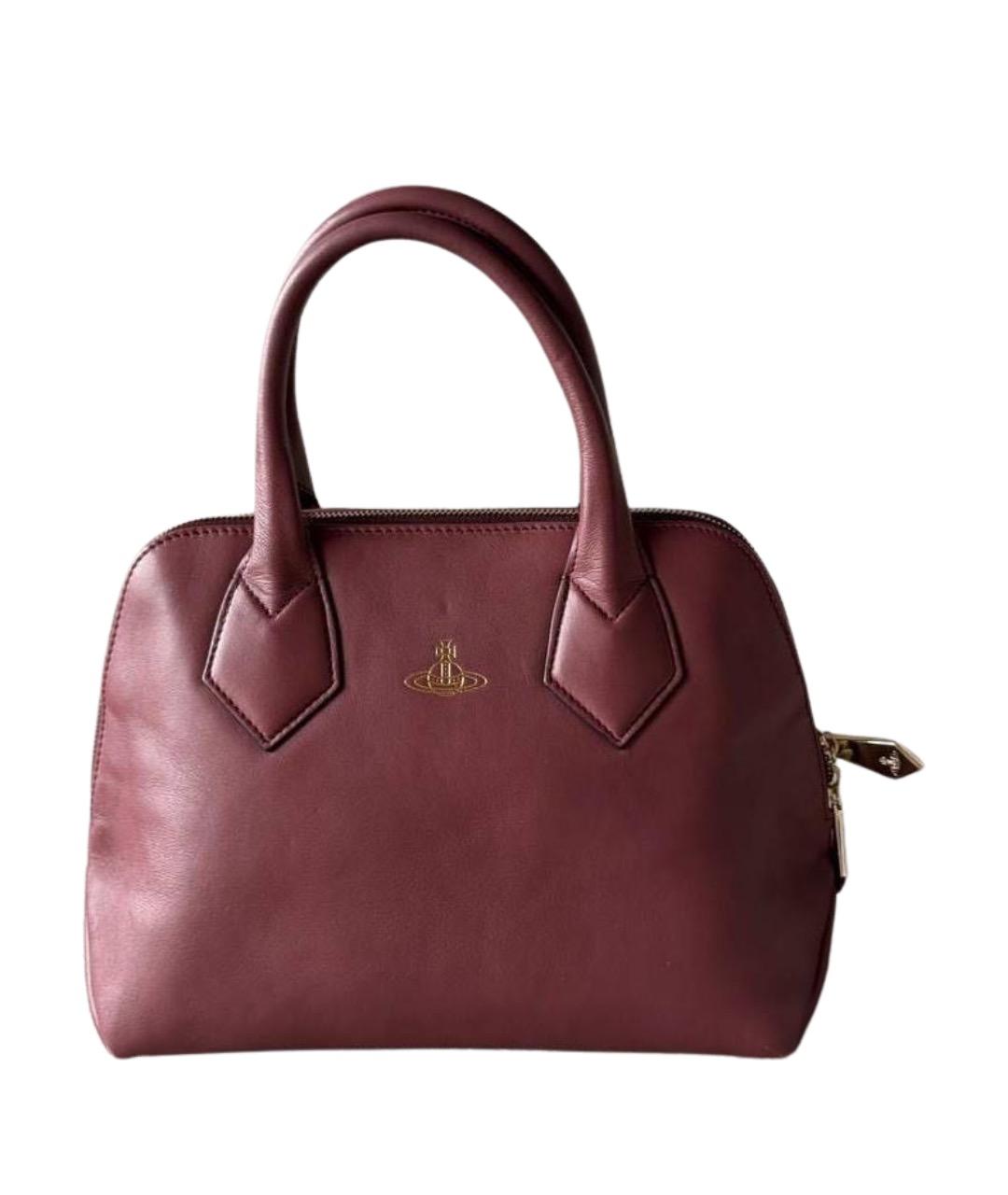 VIVIENNE WESTWOOD Бордовая кожаная сумка с короткими ручками, фото 1