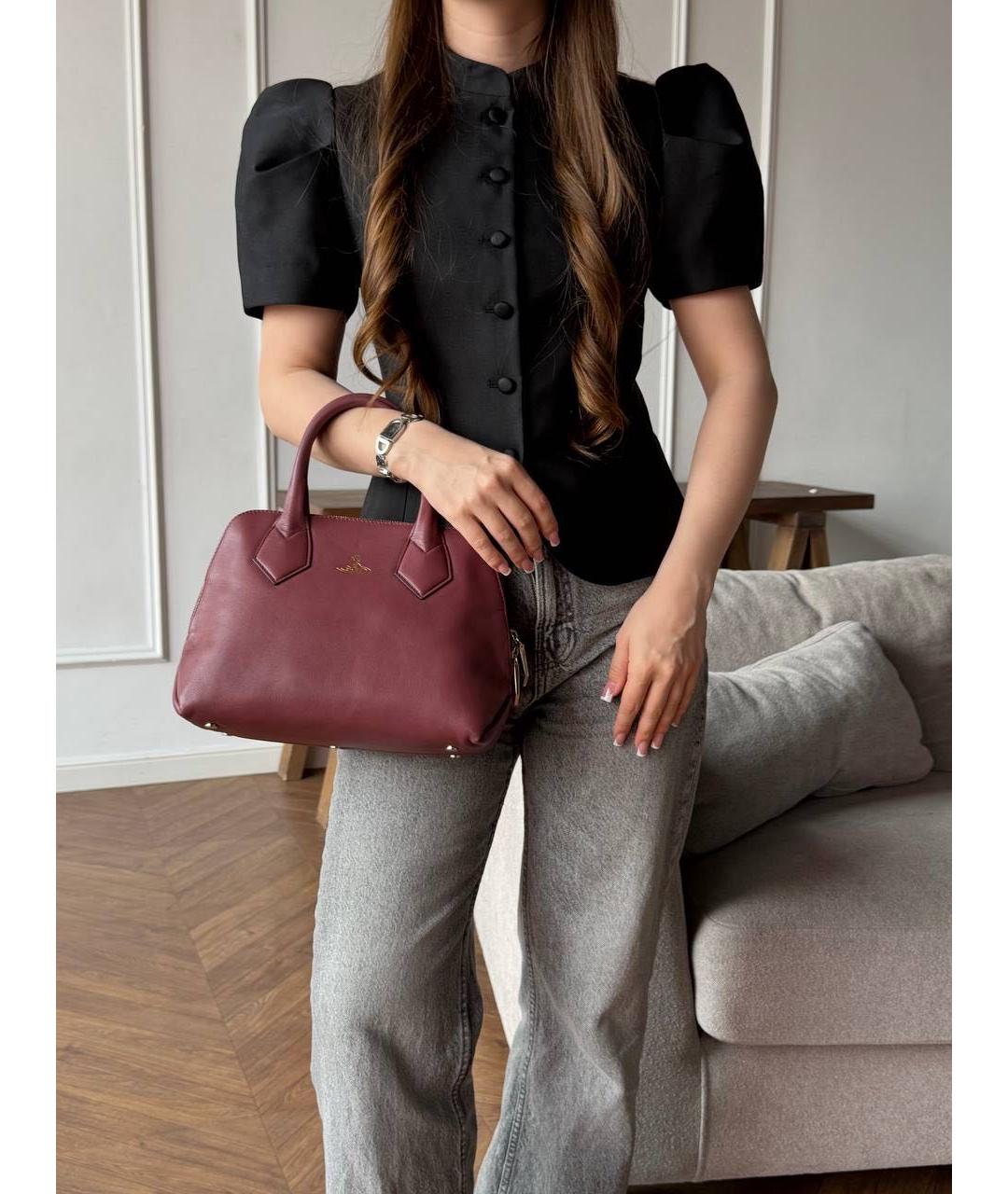 VIVIENNE WESTWOOD Бордовая кожаная сумка с короткими ручками, фото 2