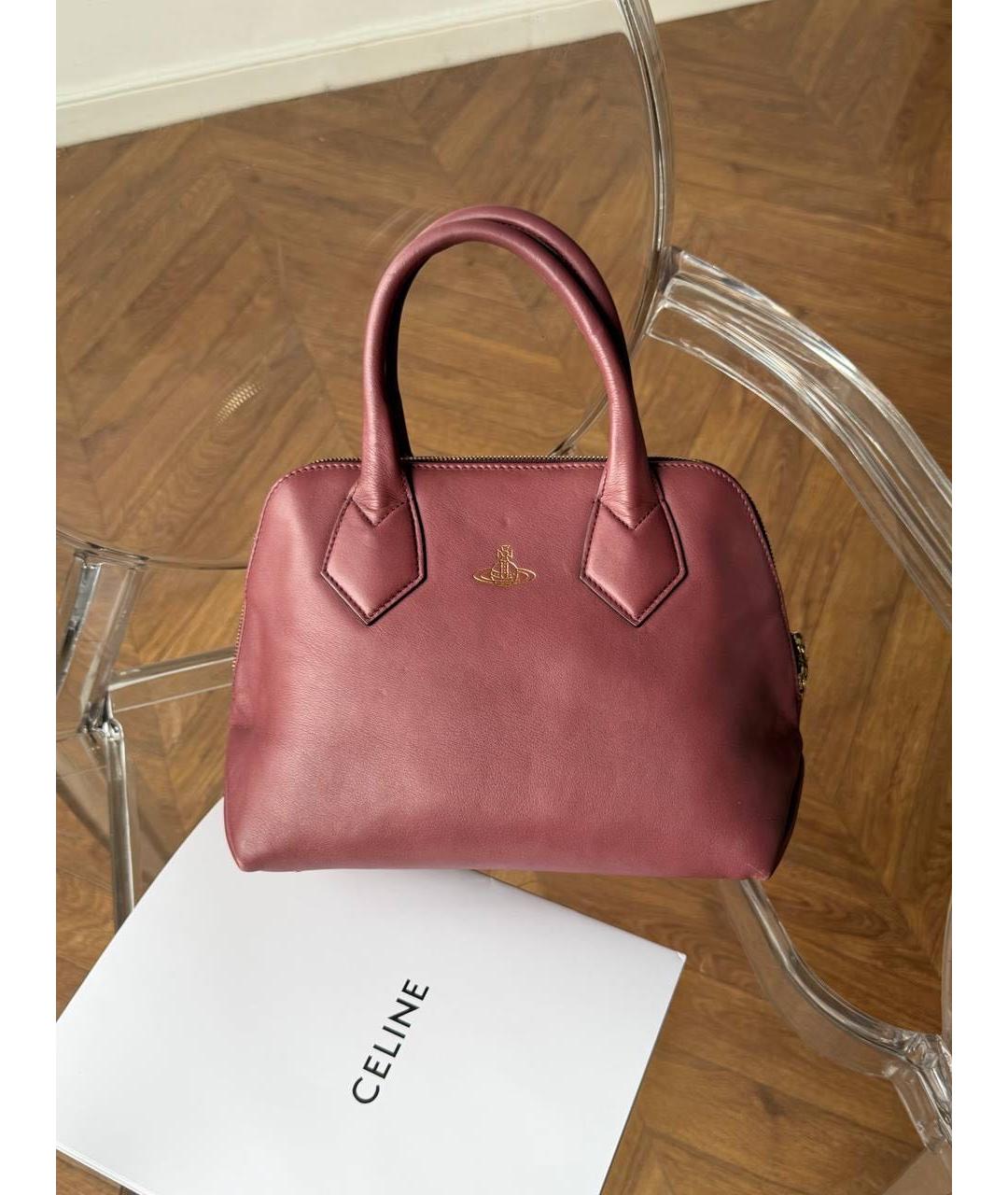 VIVIENNE WESTWOOD Бордовая кожаная сумка с короткими ручками, фото 7