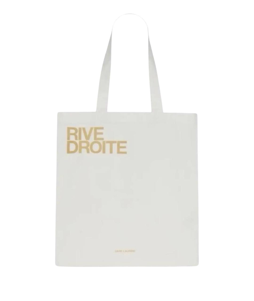 SAINT LAURENT Белая хлопковая сумка тоут, фото 1