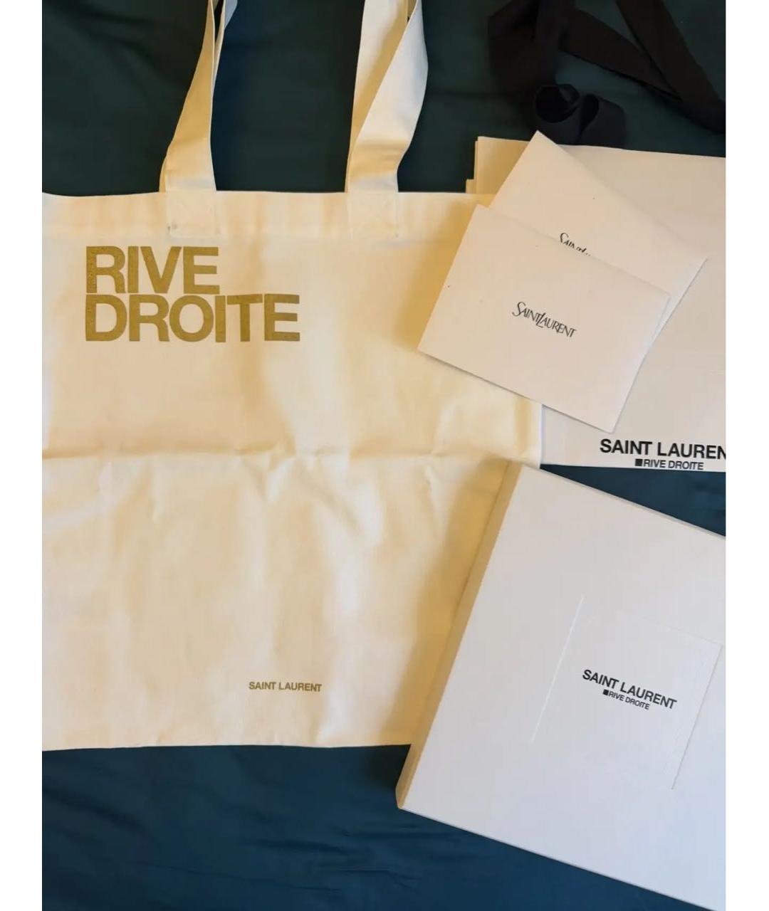 SAINT LAURENT Белая хлопковая сумка тоут, фото 3