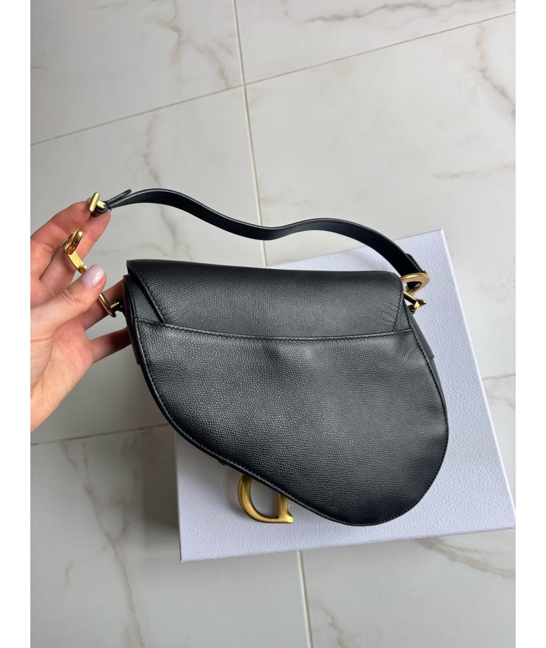 CHRISTIAN DIOR Черная кожаная сумка с короткими ручками, фото 3