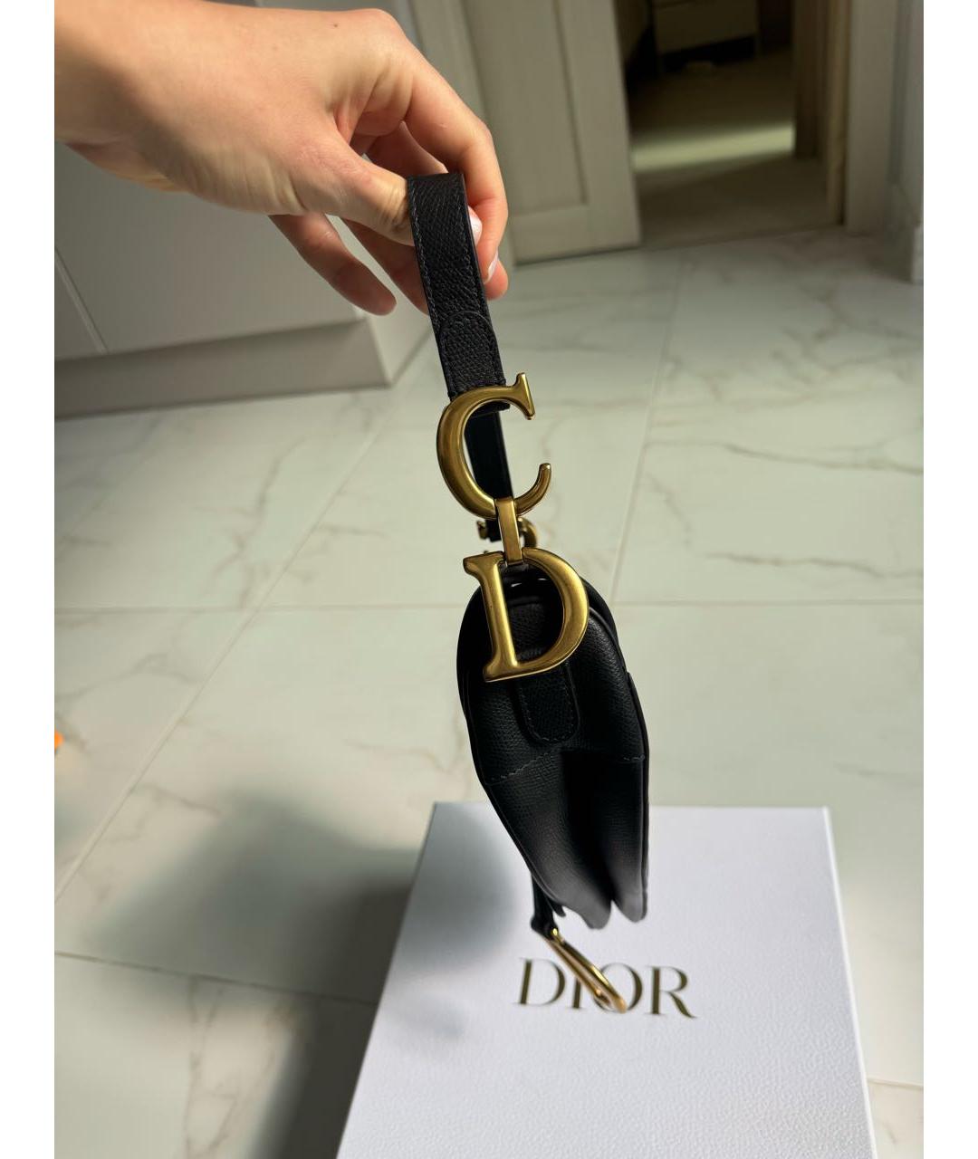 CHRISTIAN DIOR Черная кожаная сумка с короткими ручками, фото 2