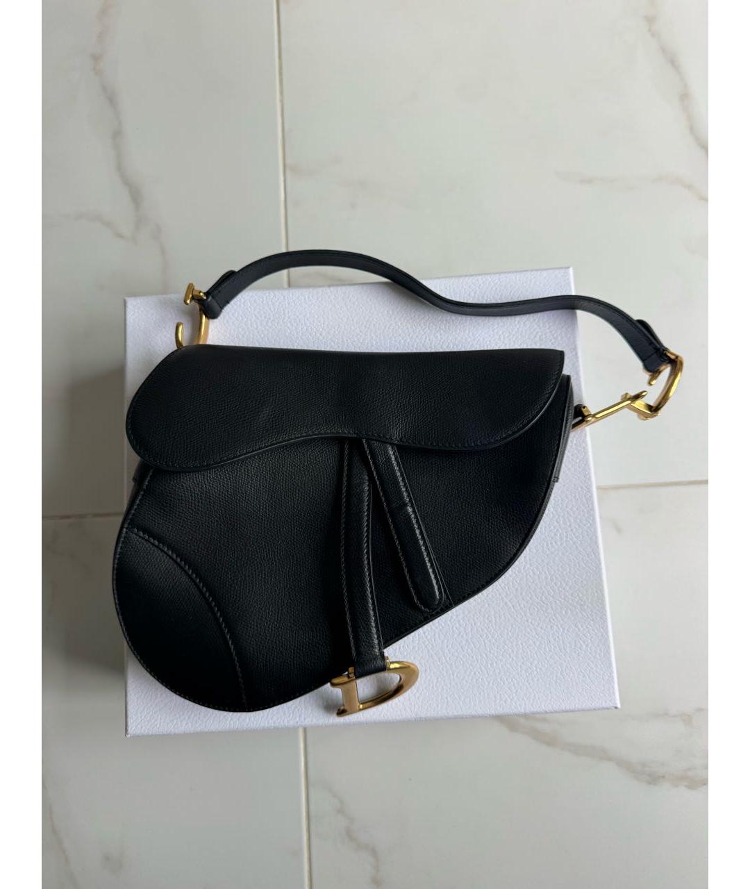 CHRISTIAN DIOR Черная кожаная сумка с короткими ручками, фото 9