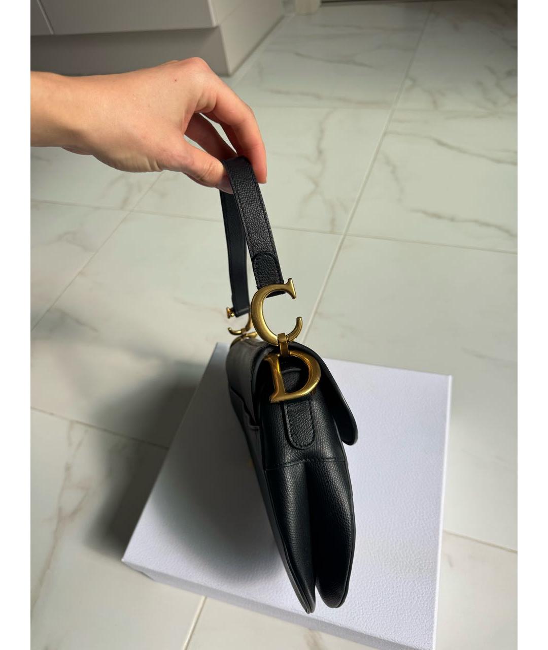 CHRISTIAN DIOR Черная кожаная сумка с короткими ручками, фото 5