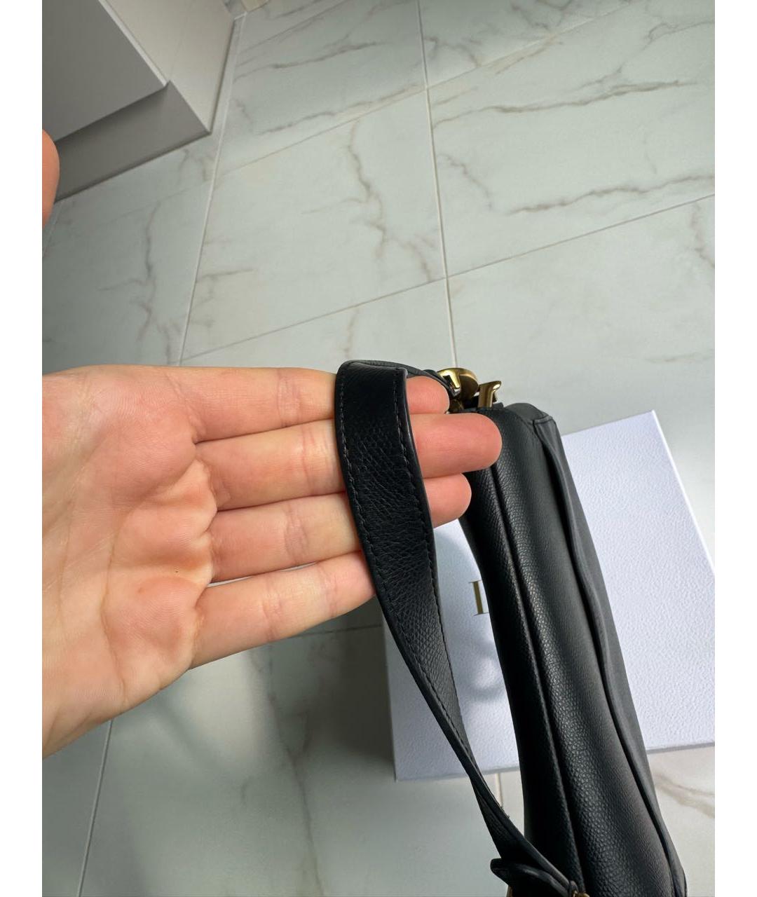 CHRISTIAN DIOR Черная кожаная сумка с короткими ручками, фото 8