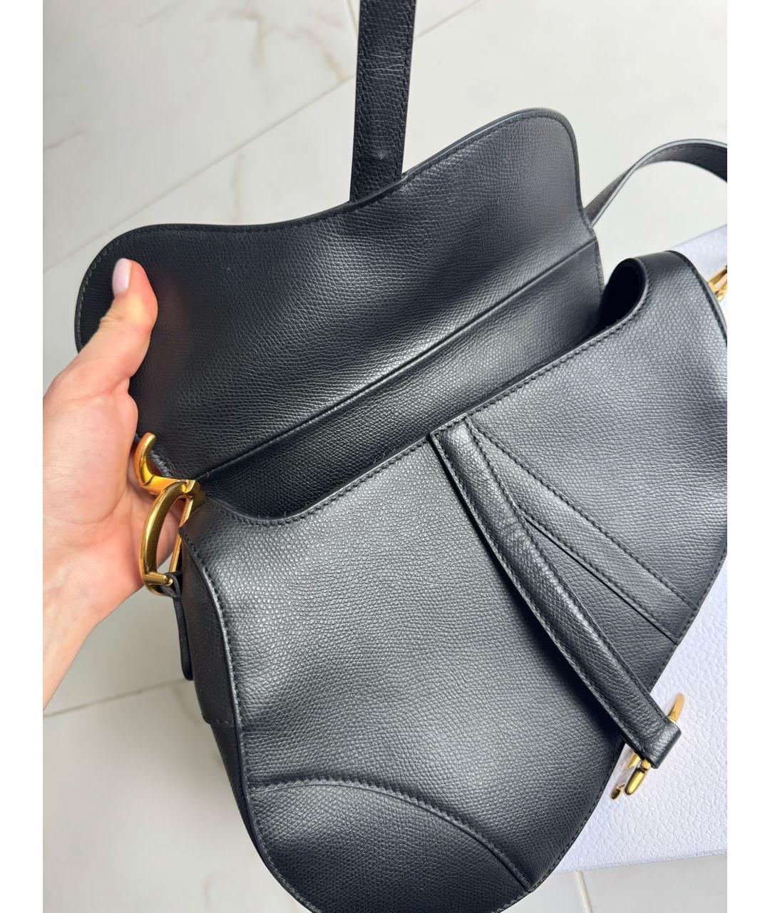 CHRISTIAN DIOR Черная кожаная сумка с короткими ручками, фото 7