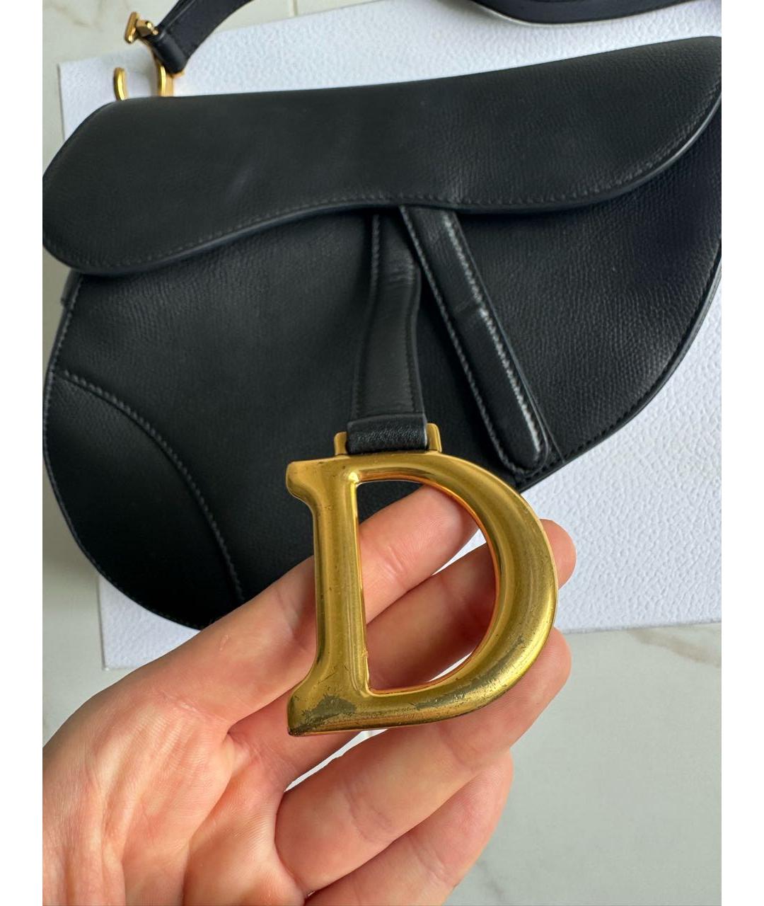 CHRISTIAN DIOR Черная кожаная сумка с короткими ручками, фото 6