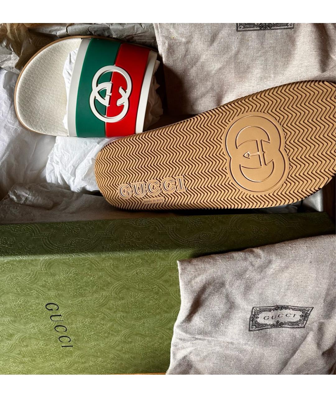 GUCCI Мульти резиновые шлепанцы, фото 3