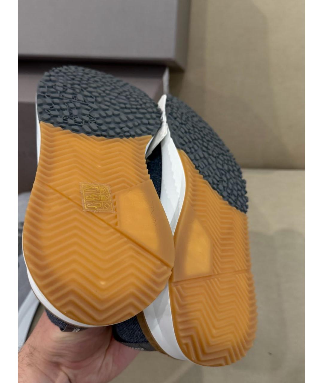 BRUNELLO CUCINELLI Темно-синие текстильные низкие кроссовки / кеды, фото 5