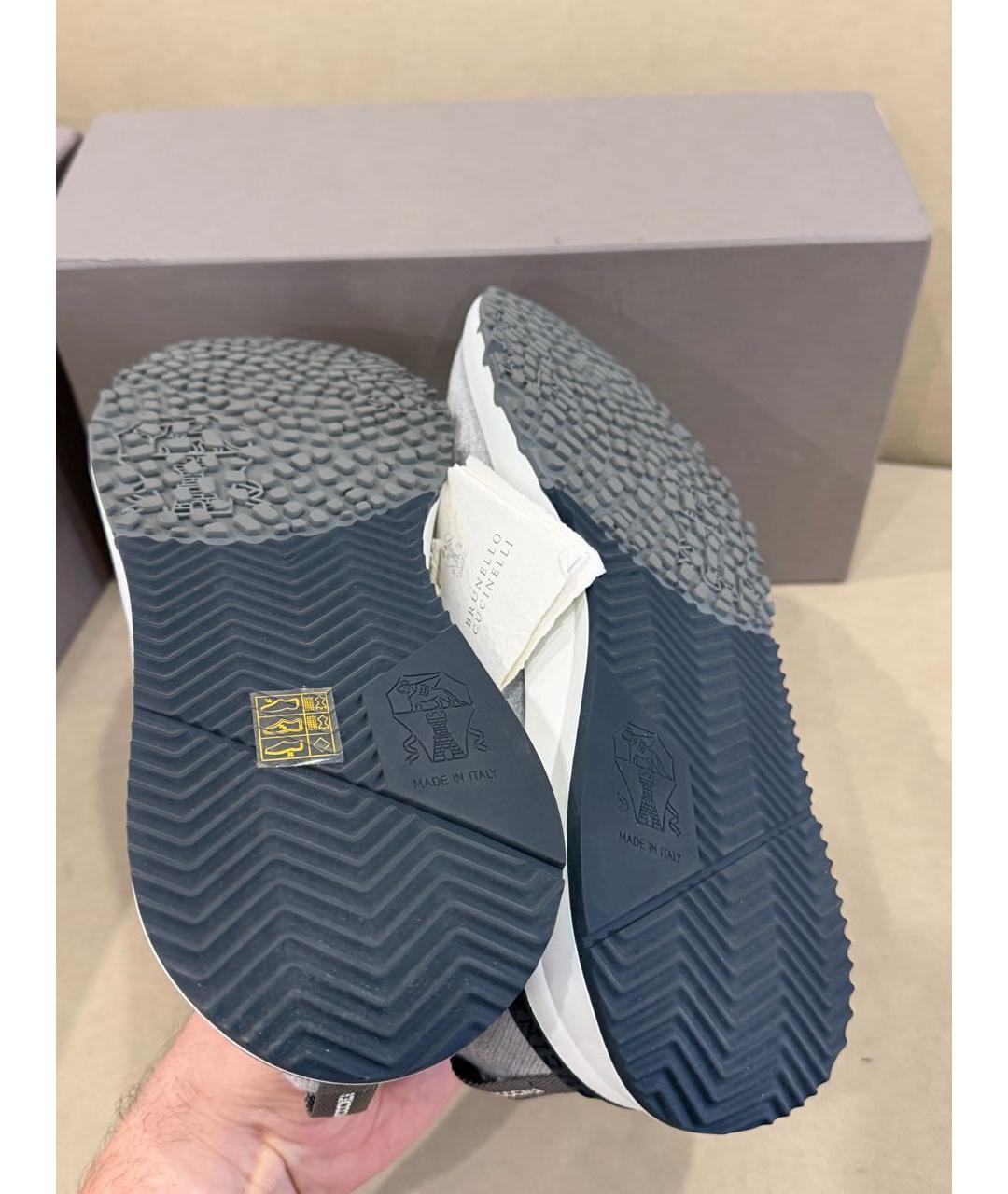 BRUNELLO CUCINELLI Серые текстильные низкие кроссовки / кеды, фото 6