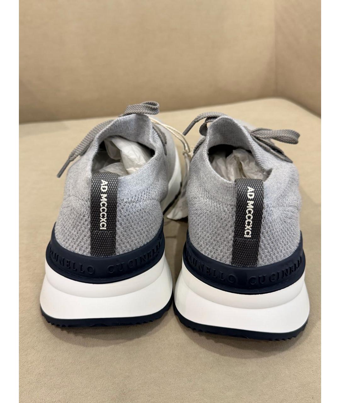 BRUNELLO CUCINELLI Серые текстильные низкие кроссовки / кеды, фото 4